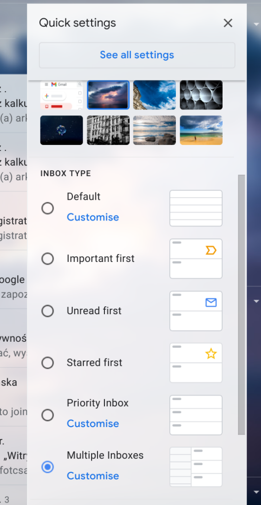 gmail quick settings multiple inboxes