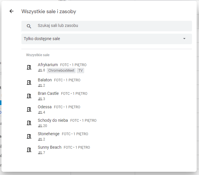 Możliwość wskazania w kalendarzu zasobów, jakie firma posiada na całym świecie