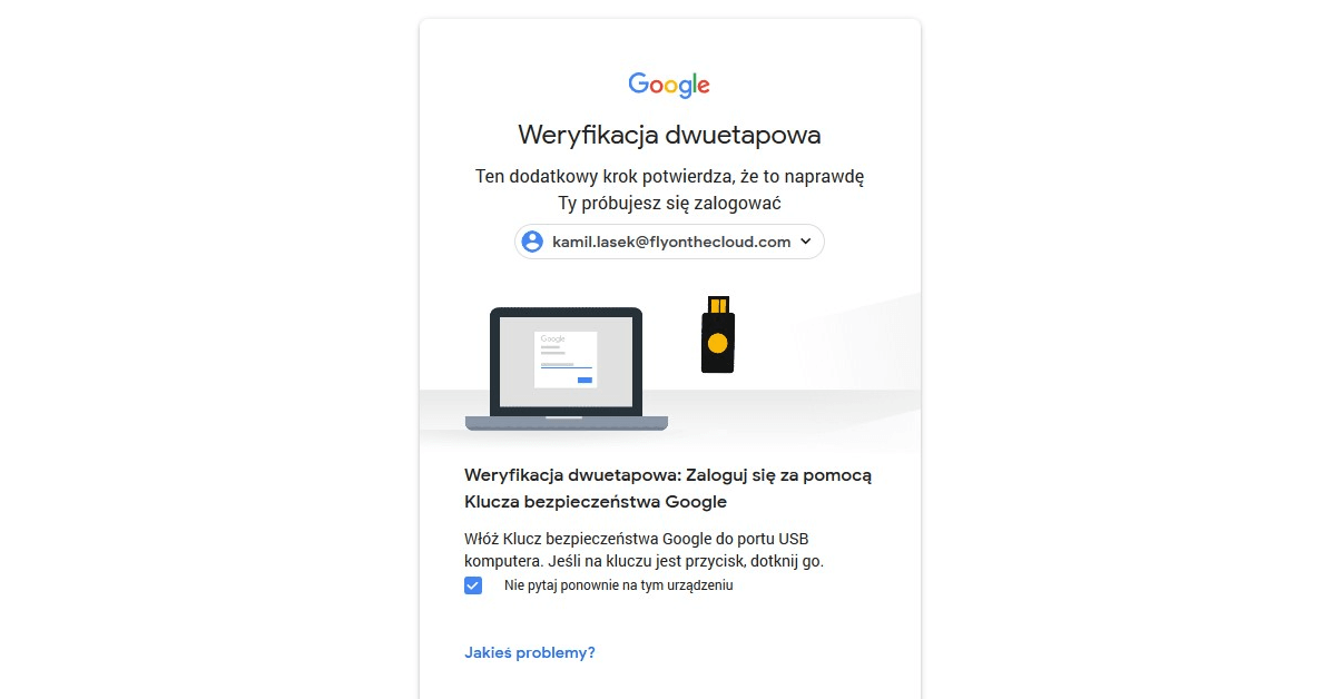 klucz bezpieczeństw google 2fa