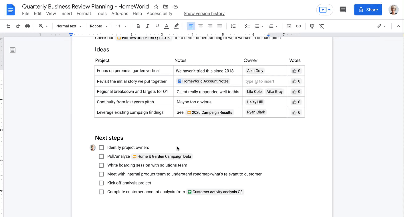 Szablony tabel i checklisty w Dokumentach Google.