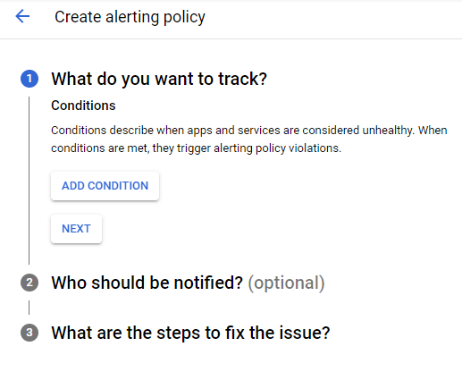 Alerting policy configuration