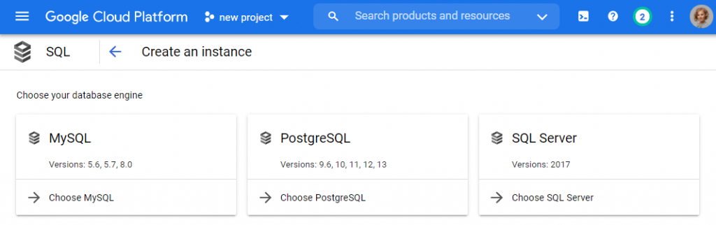 GCP database instance creation