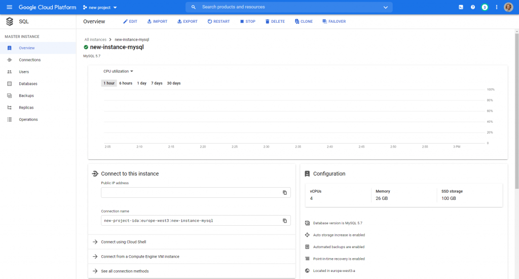 Cloud SQL config final results