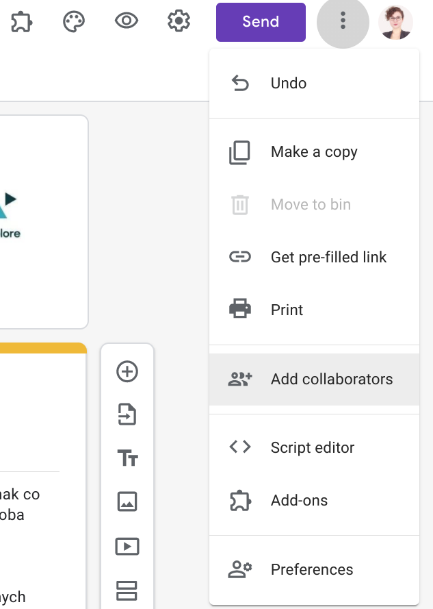 google forms add collaborators