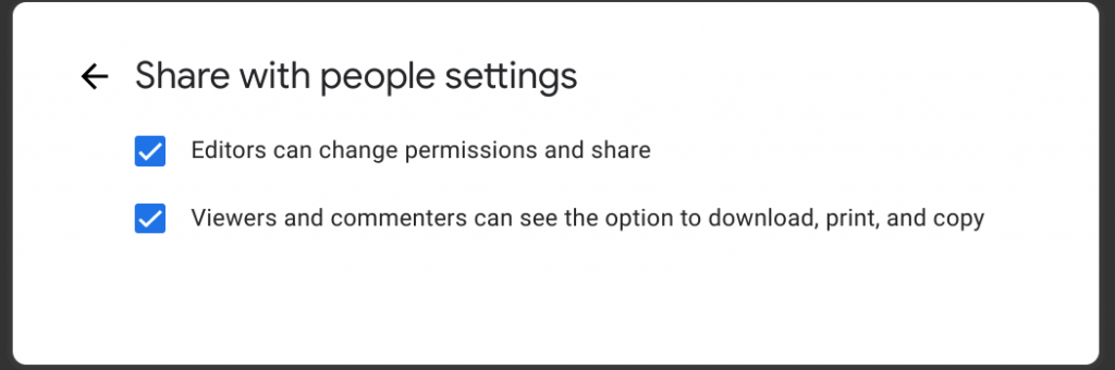 share with other people settings