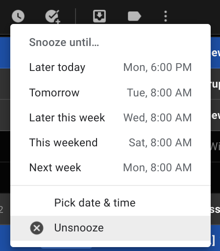 unsnooze thread gmail