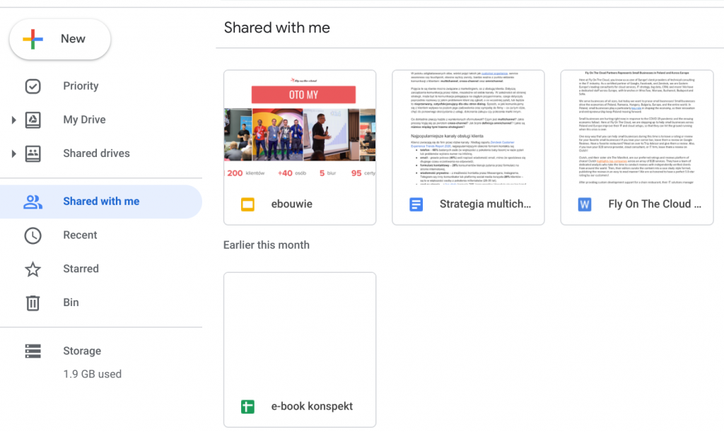 hide quick access google drive