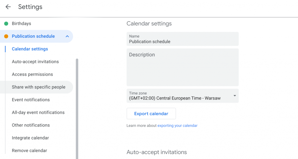 Share Google Calendar