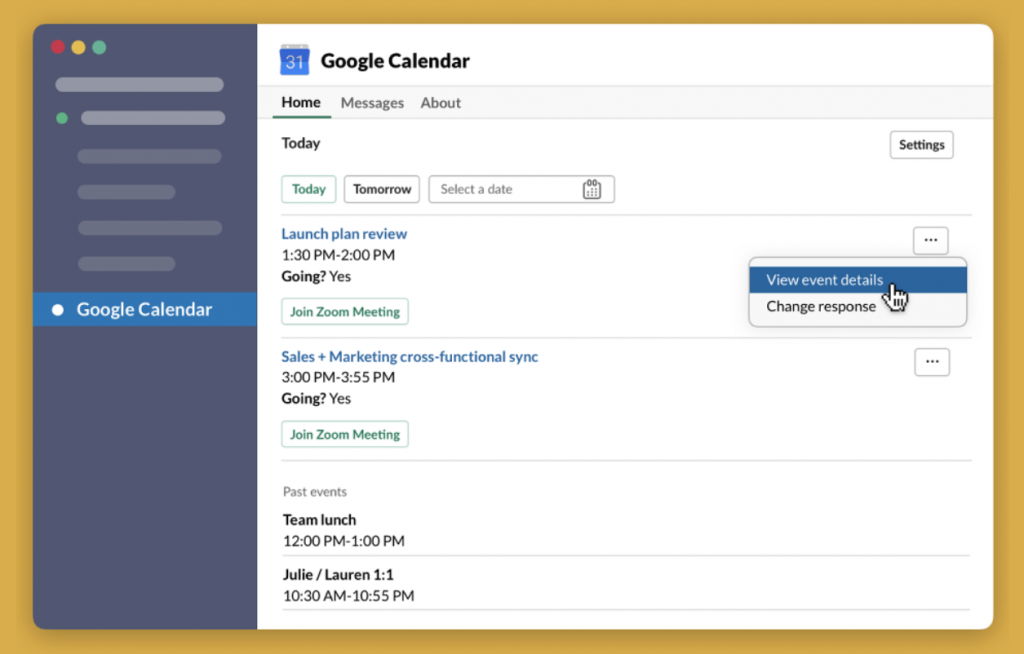 Integracja Slack i Google Kalendarz 