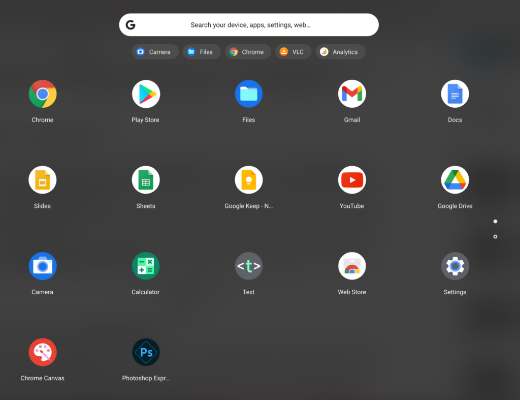 Chrome OS interface