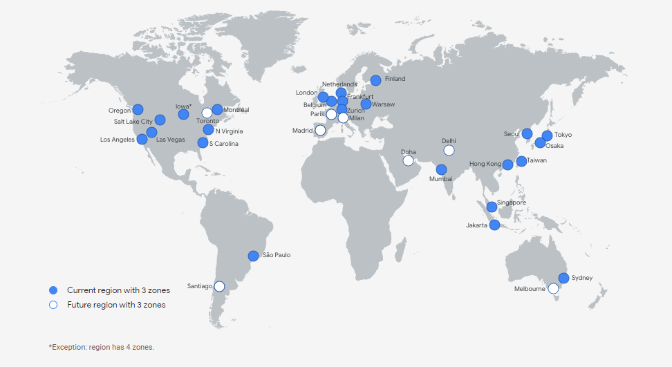 map of google cloud regions