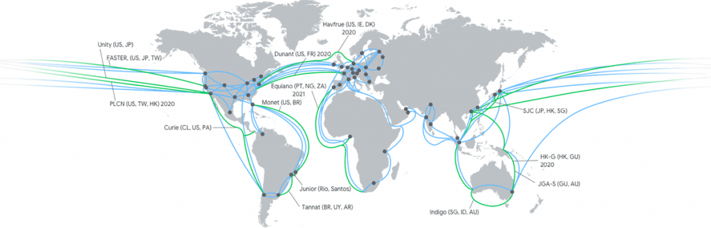 mapa data center i sieci Google