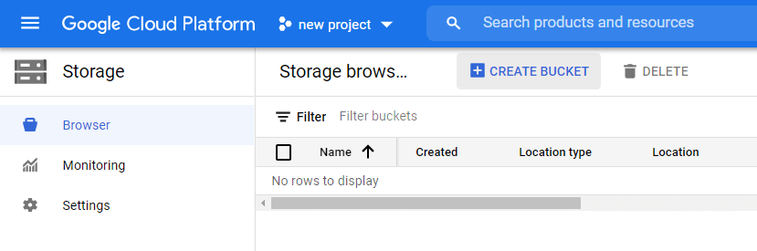 Stworzenie bucketu Cloud Storage