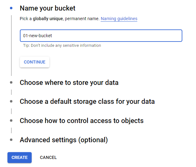 Nazwanie bucketu Cloud Storage