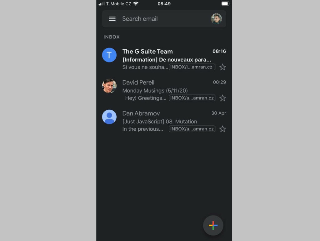 dark mode in gmail