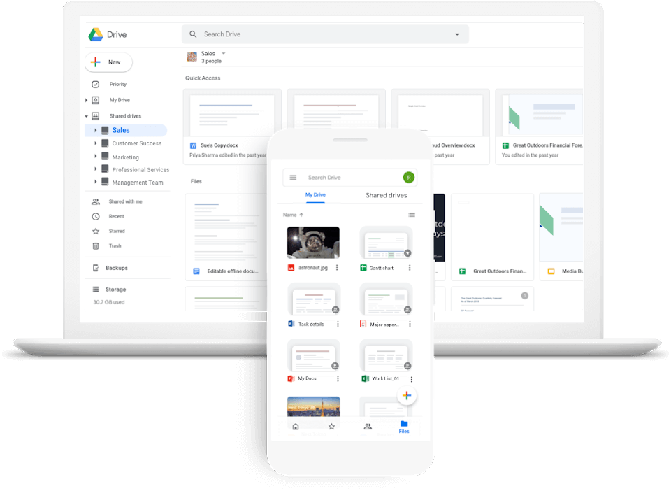 Data stored on Google Drive accessed from different devices