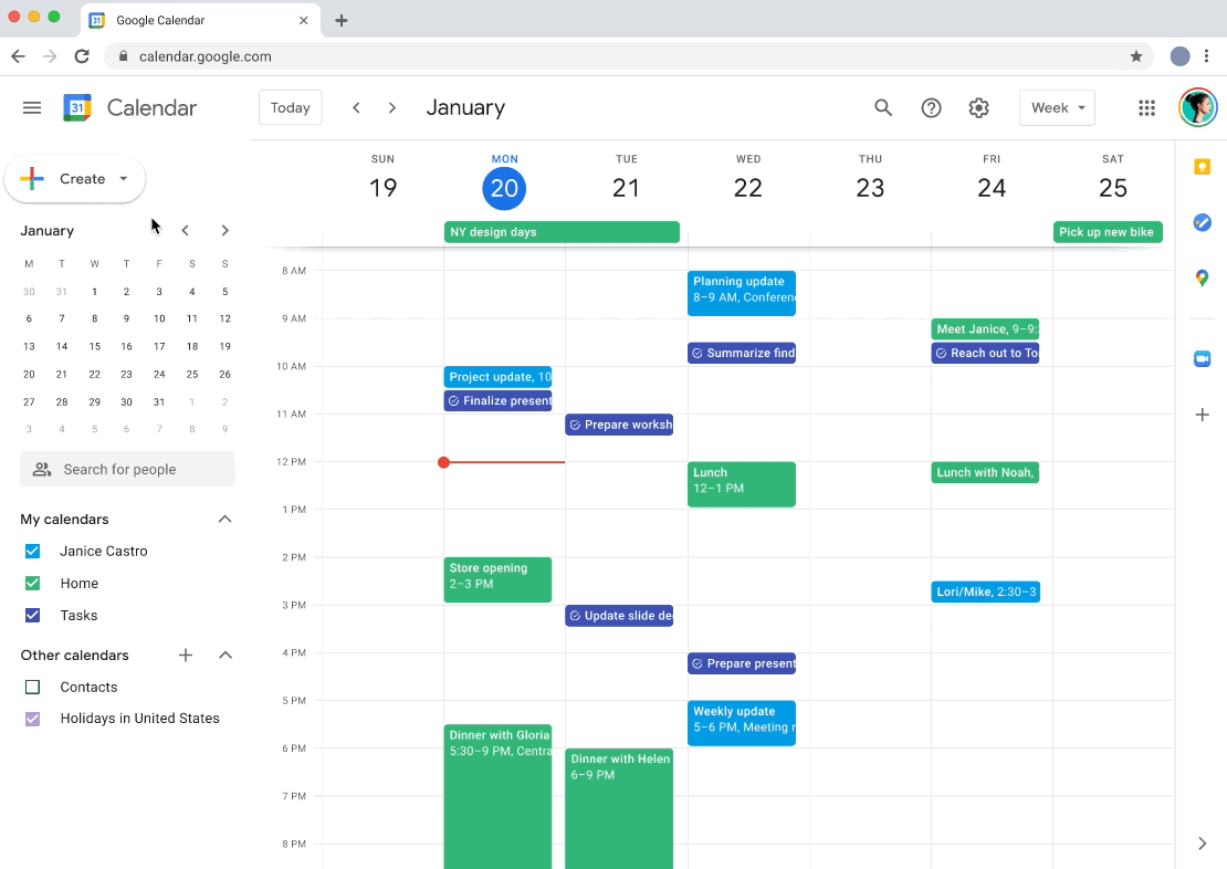 Możliwość rezerwacji spotkań w kalendarzu