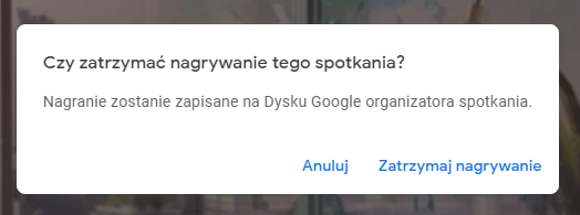 Powiadomienie o zapisie nagrania