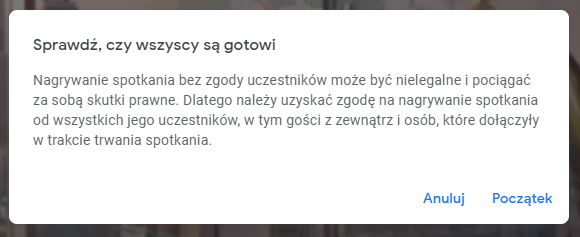 Powiadomienie o nagrywaniu