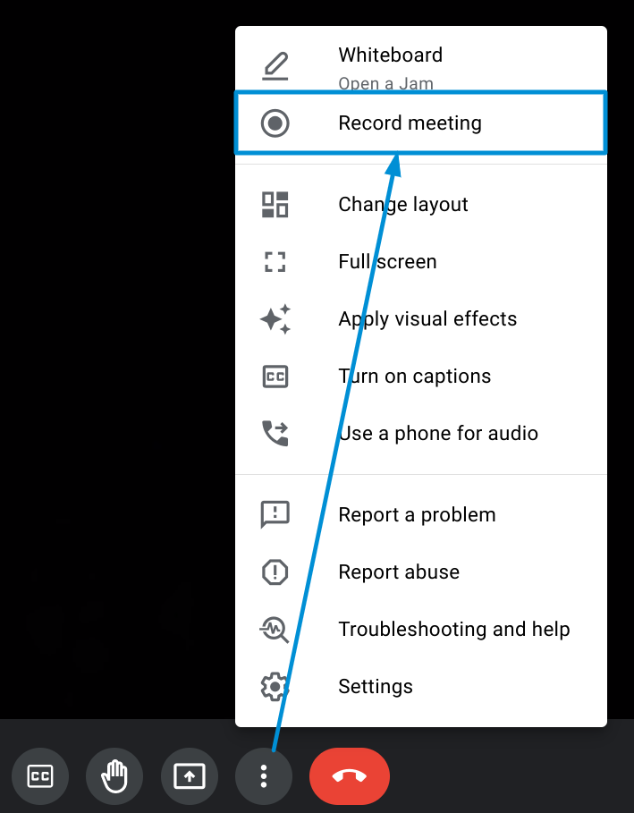 how to record a google meet video call