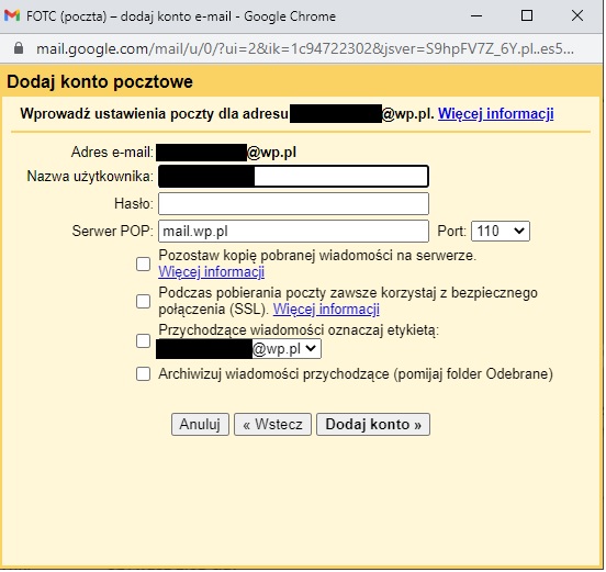 Przekierowanie poczty na Gmail