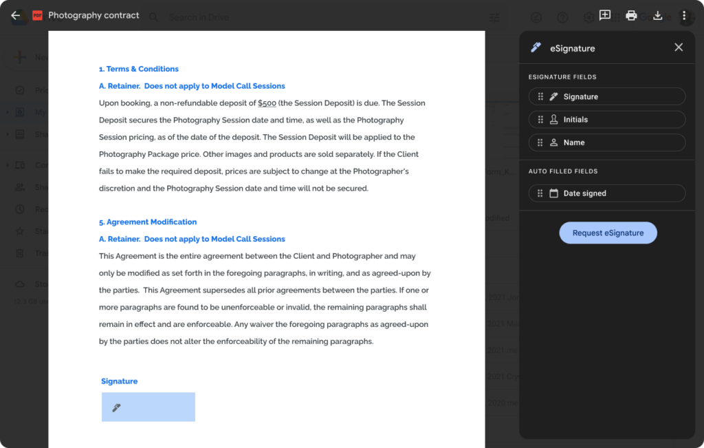 Podpis elektroniczny w Google Docs