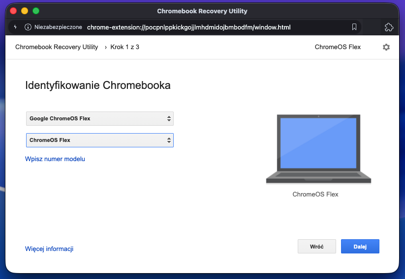Rozszenie Chromebook Recovery Utility - przygotowywanie nośnika instalacyjnego