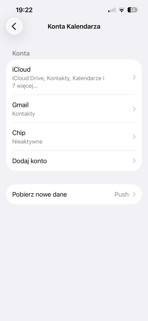 Dodawanie nowego kalendarza w iOS