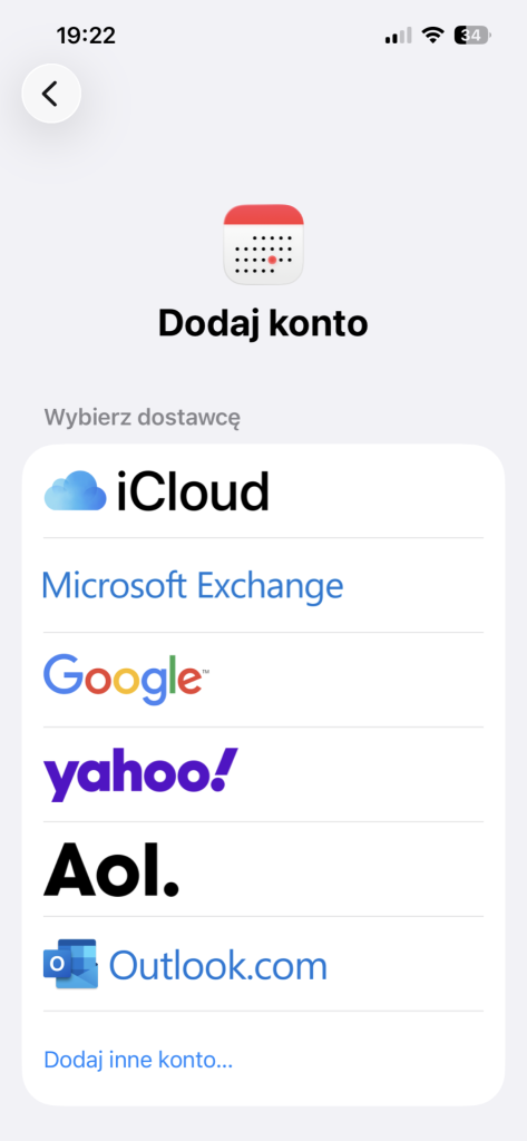 Wybór nowego kalendarza w iOS