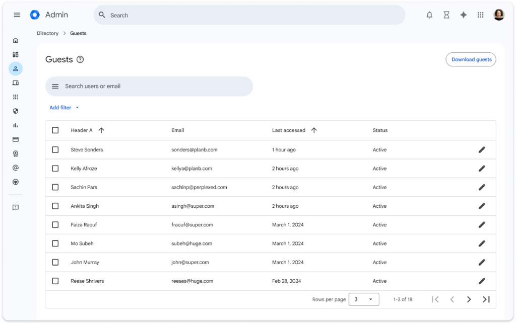 Zarządzanie kontami gości w Google Chat