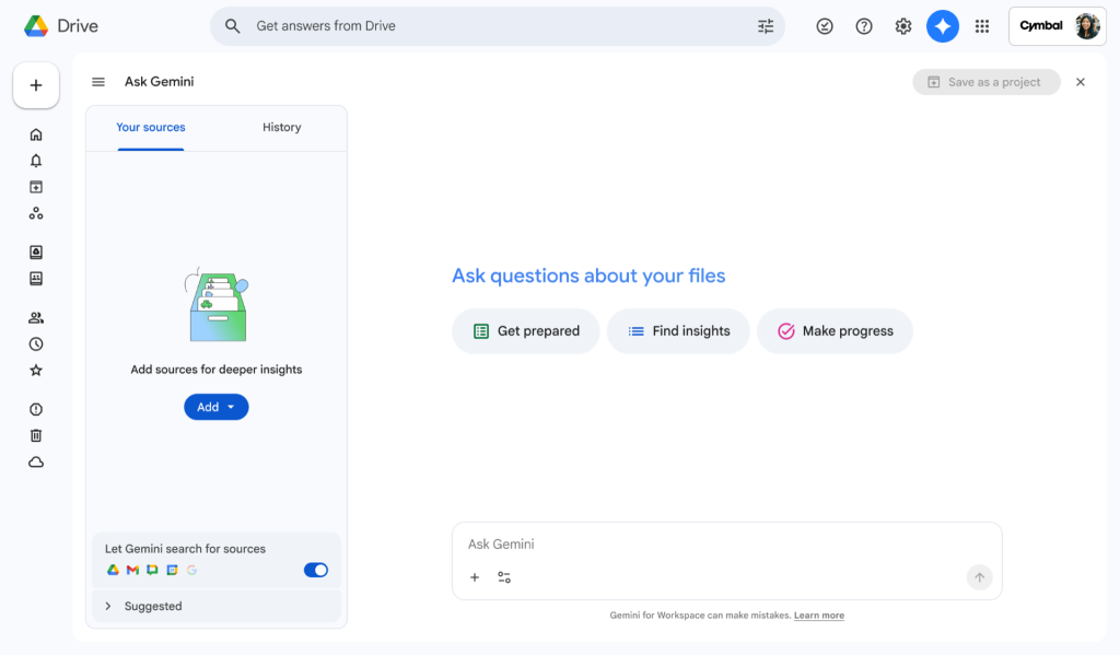 Dysk Google z wbudowną funkcją Ask Gemini