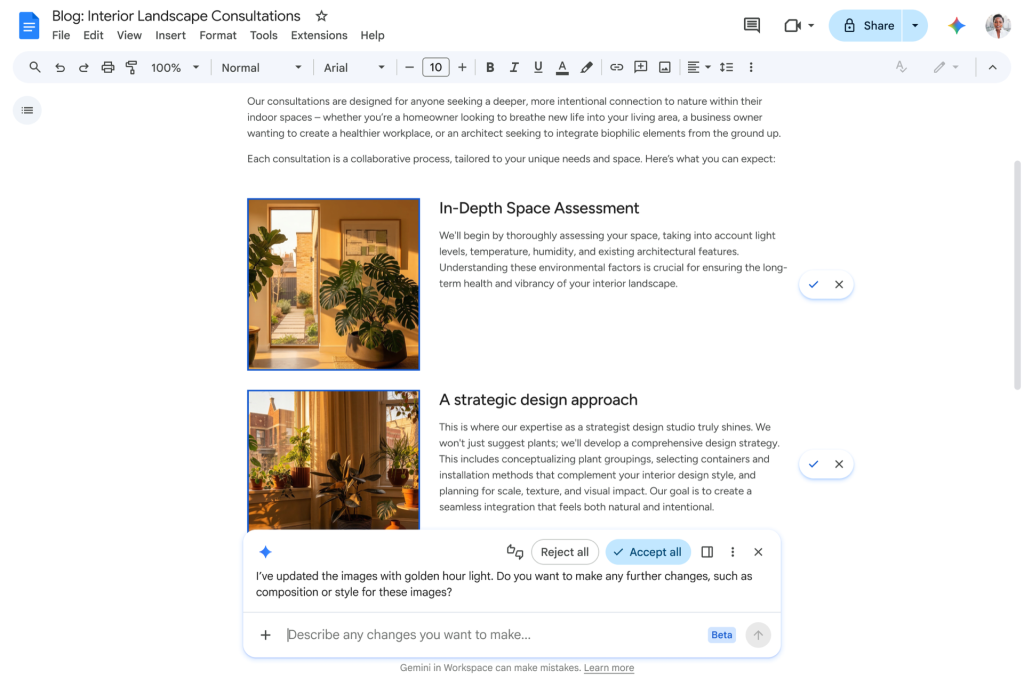 Generowanie obrazów w Dokumentach Google za pomocą Gemini