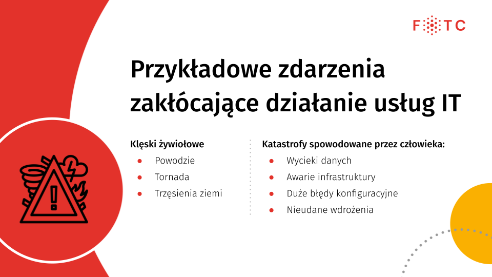 Przykładowe zdarzenia zakłócające działanie usług IT