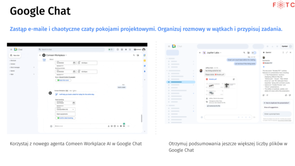 Funkcjonalności Google Chat